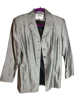 Kasper for A.S.L. Grey Viscose Rayon 2-Piece Skirt Suit Set
